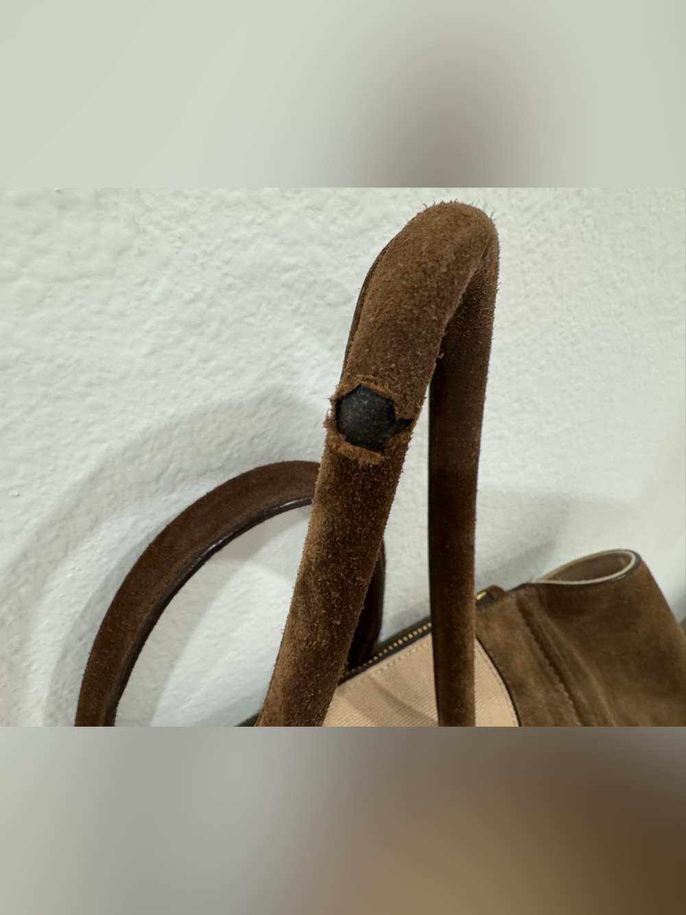 Prada Beige Cavas and Brown Suede Tote - Picture 4 of 8